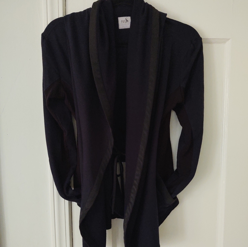 Sz M Nest NYC color block hooded open front hoodie